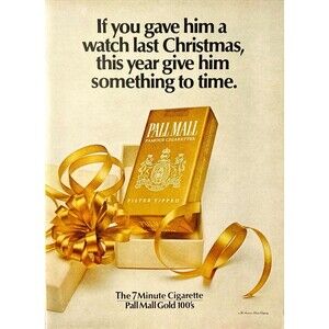 Pall Mall Gold 100's Cigarettes "For Christmas" Playboy Vintage Print Ad